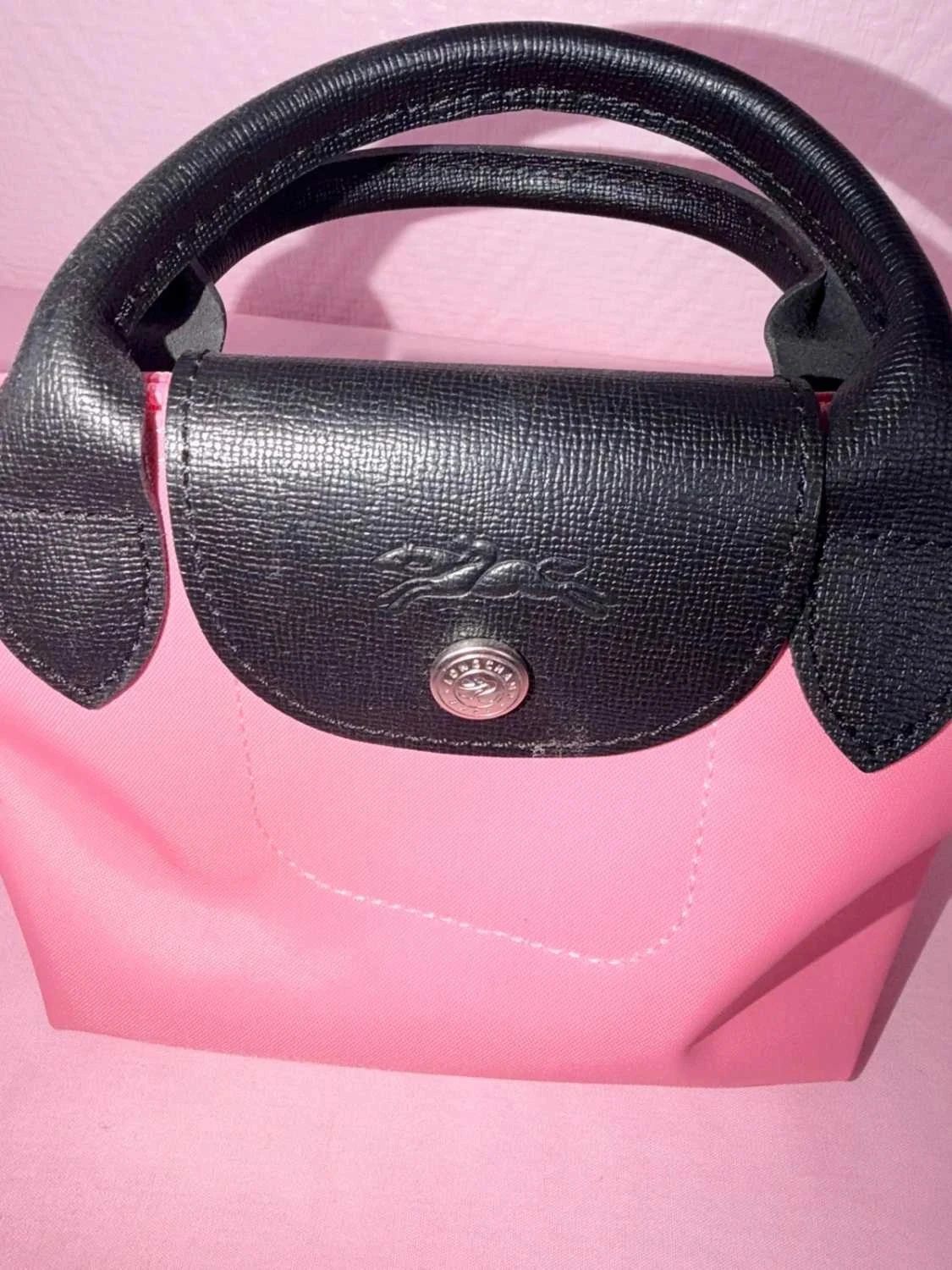 Kleine roze en zwarte Longchamp-tas schoon – photo 4